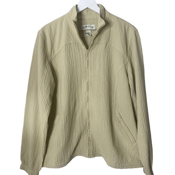 ORVIS Key Lime Full Zip Womens Crinkle Jacket‎ Size L With Front Zipper Pockets - Picture 1 of 9